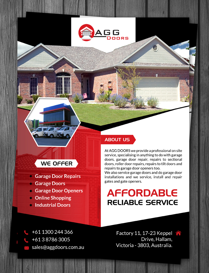 Elegant Playful Garage Flyer Design For Agg Doors Pty Ltd By