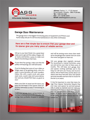 Flyer Design by MAC14 for AGG DOORS PTY LTD | Design #5567148