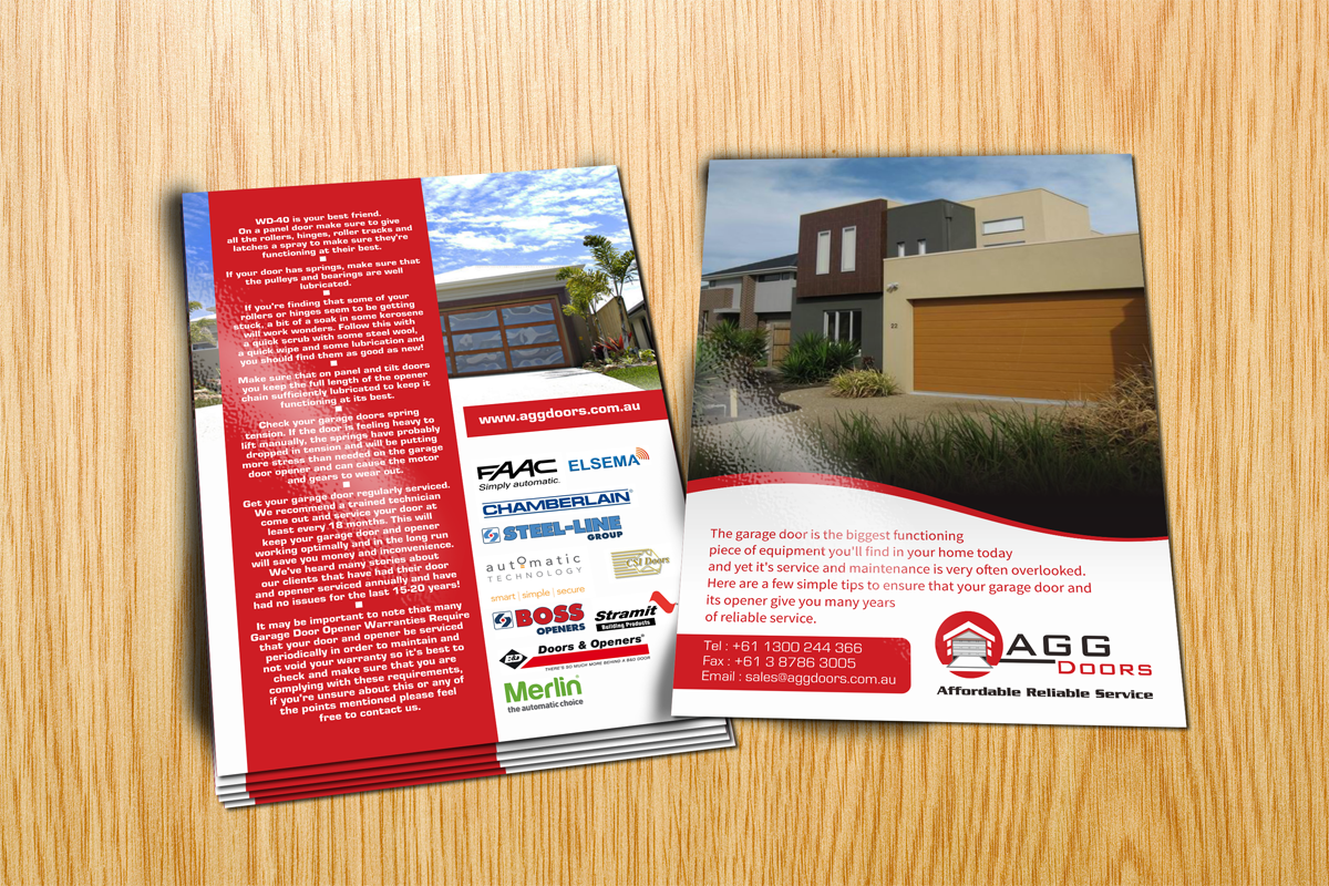 Elegant Playful Flyer Design For Agg Doors Pty Ltd By Barinix Flyer Design By Barinix For Information Garage Door Company 5523434