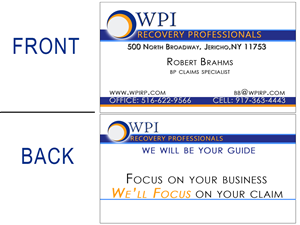 Business Card Design by AmandaWest for WPI Recovery Professionals | Design #1525829