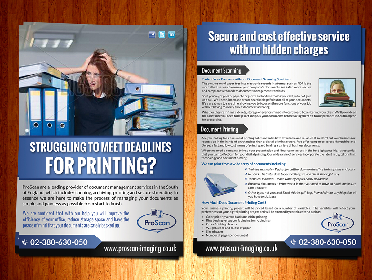 Flyer-Design von ESolz Technologies für ProScan Document Imaging Ltd | Design #5519333
