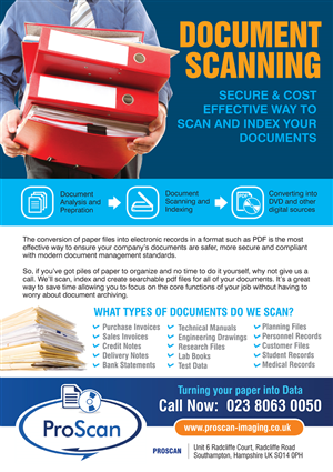 Flyer Design by rkailas for ProScan Document Imaging Ltd | Design: #5538994