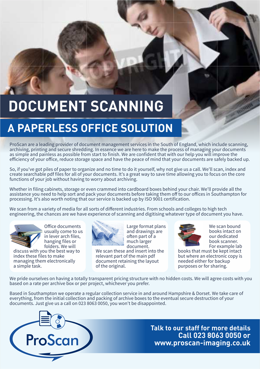 Modern, Serious, It Company Flyer Design for ProScan Document Imaging
