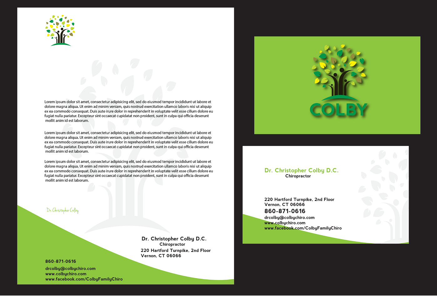 Diseño de Papelería por asha para Colby Family Chiropractic DBA South Windsor Neck & Back | Diseño #1612087