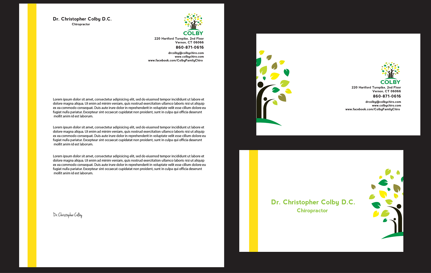 Stationery Design by asha for Colby Family Chiropractic DBA South Windsor Neck & Back | Design #1612088