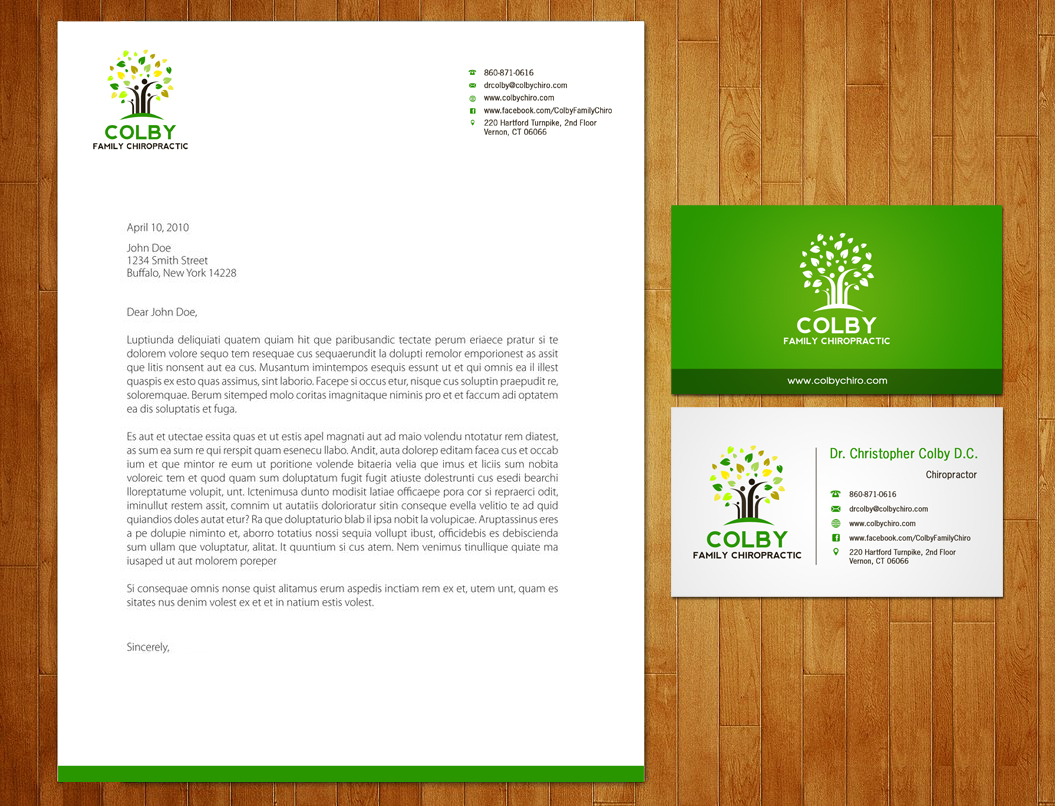 Design de Papeterie par Owaisias pour Colby Family Chiropractic DBA South Windsor Neck & Back | Design #1520666