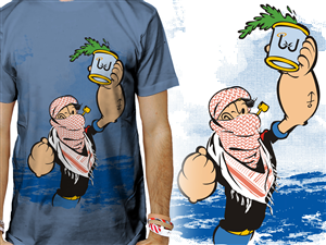 Popeyes the sailor man veiled with arabic scarf  | Design de T-shirt par Voltage Gated