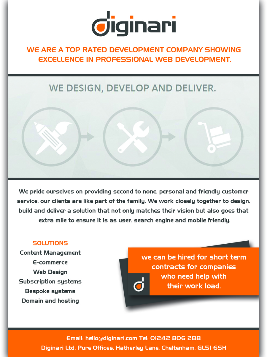 Diseño de Flyer por RyanGrice para Diginari Ltd | Diseño #5589358