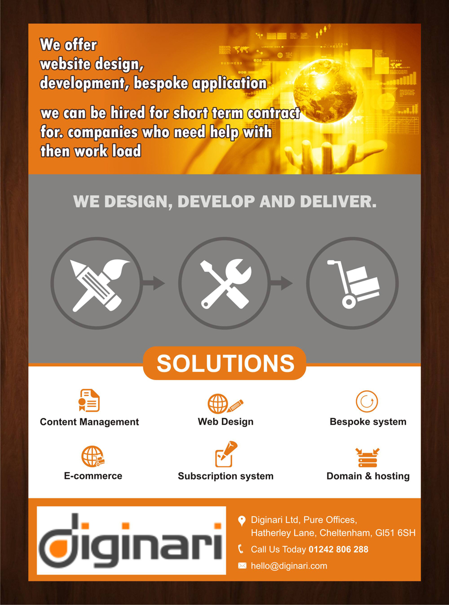 Design de Flyer par HarmiDesigning pour Diginari Ltd | Design #5533659