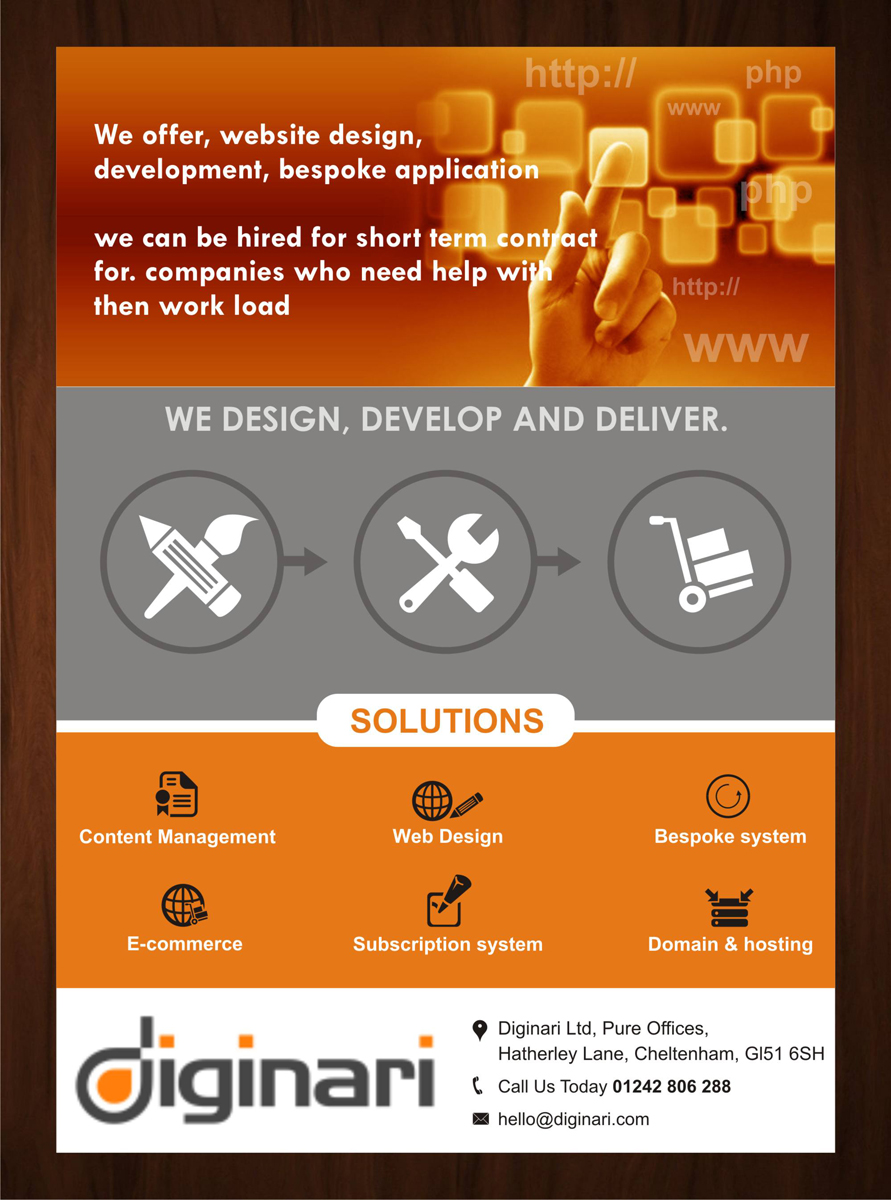 Flyer Design by harmi_199 for Diginari Ltd | Design #5533664