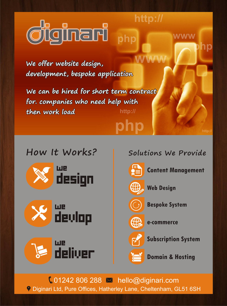 Flyer Design by harmi_199 for Diginari Ltd | Design #5542051
