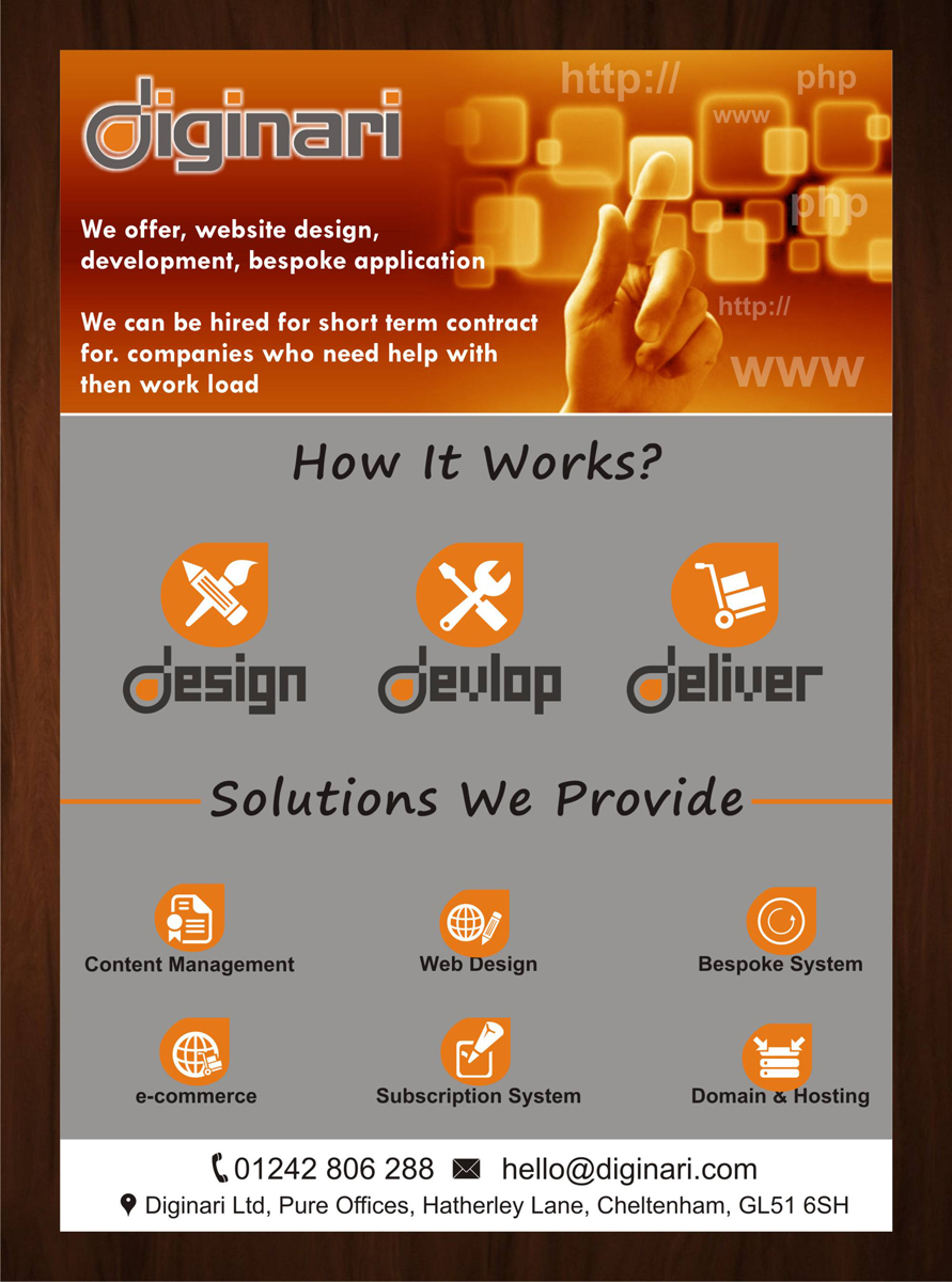 Flyer Design by harmi_199 for Diginari Ltd | Design #5542053