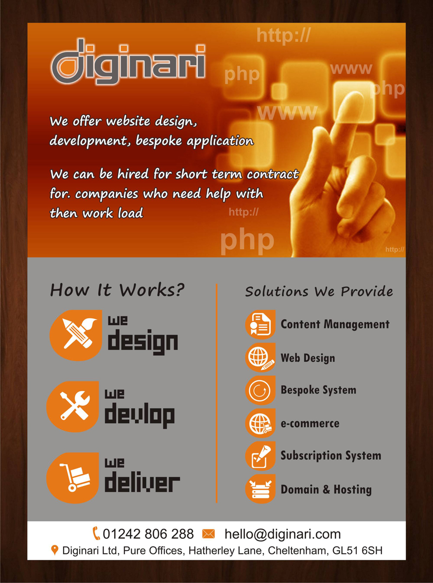 Design de Flyer par HarmiDesigning pour Diginari Ltd | Design #5542055