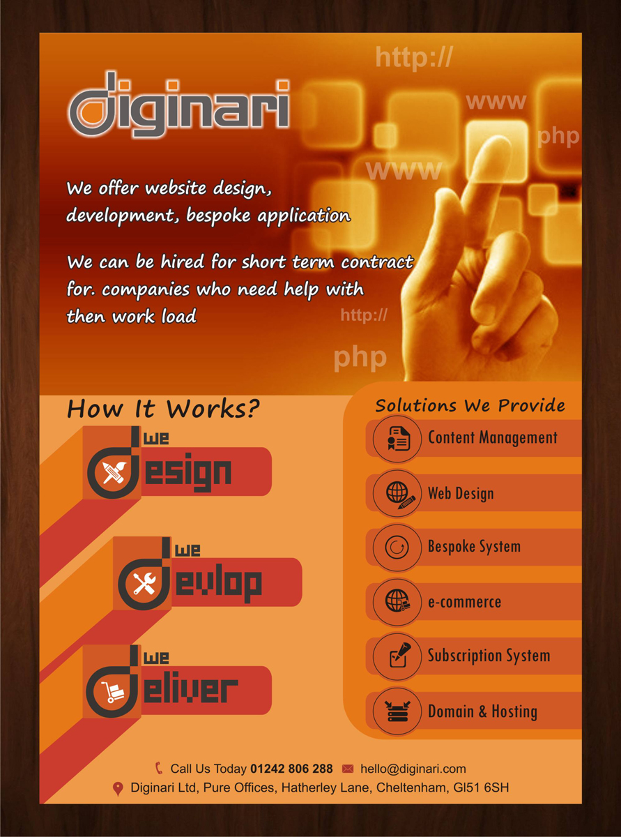 Design de Flyer par HarmiDesigning pour Diginari Ltd | Design #5542057