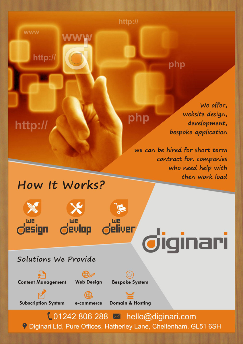 Flyer Design by harmi_199 for Diginari Ltd | Design #5547102