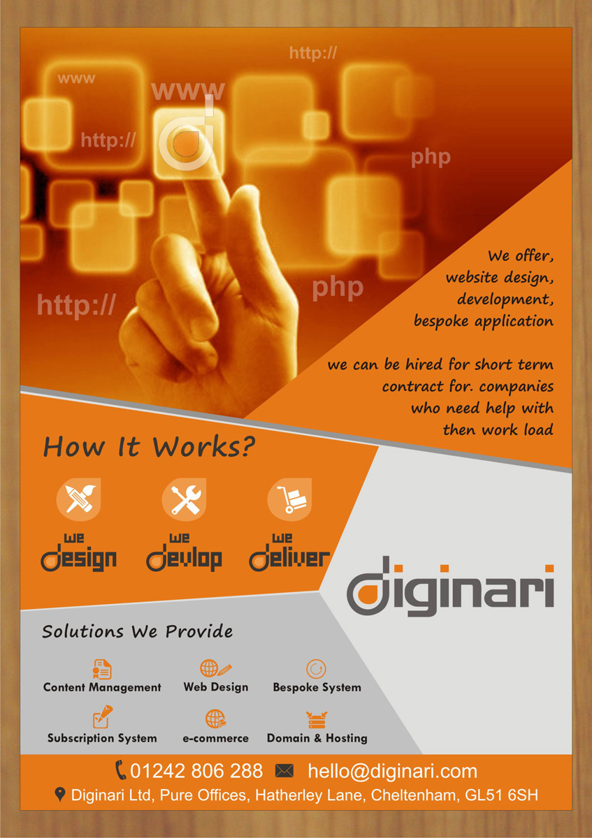 Flyer Design by harmi_199 for Diginari Ltd | Design #5547123