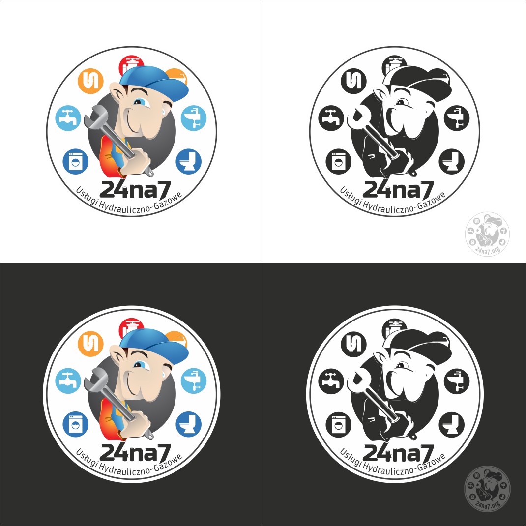 Logo Design by restART for 24na7 Uslugi Hydrauliczno-Gazowe | Design #5547167