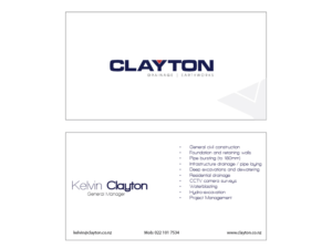 Design de Carte de Visite par fontasdesign pour Clayton Drainage Earthworks | Design : #6935210