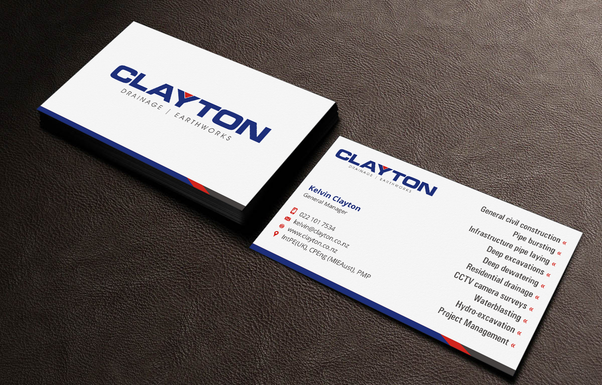Business Card Design by INDIAN_Ashok for Clayton Drainage Earthworks | Design #5543478