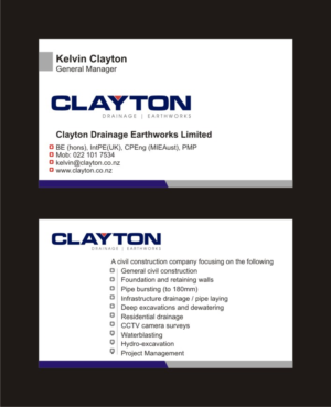 Diseño de Tarjeta de Presentación por yadavsushil para Clayton Drainage Earthworks | Diseño #6923645