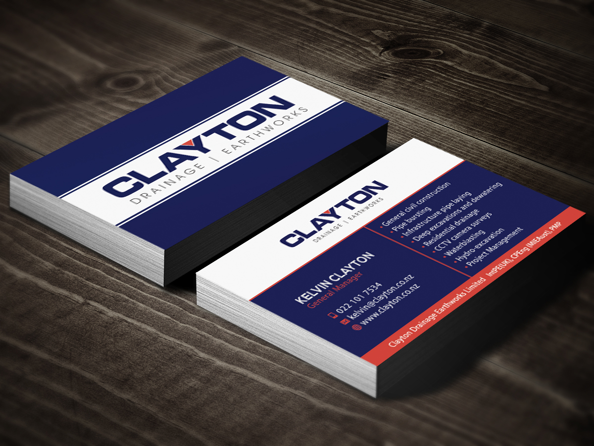 Business Card Design by Ethien for Clayton Drainage Earthworks | Design #5563502