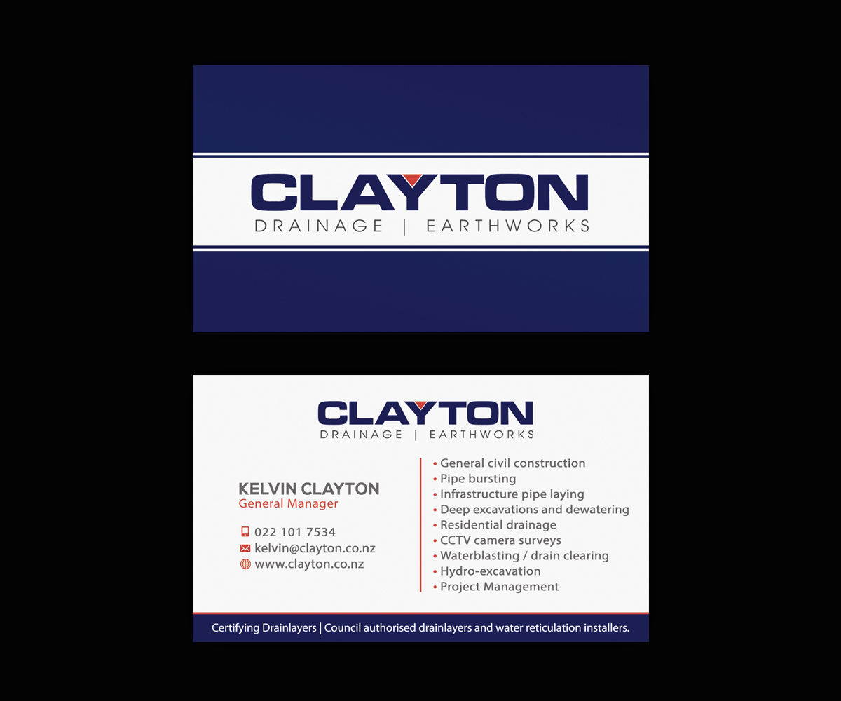 Business Card Design by Ethien for Clayton Drainage Earthworks | Design: #9538475