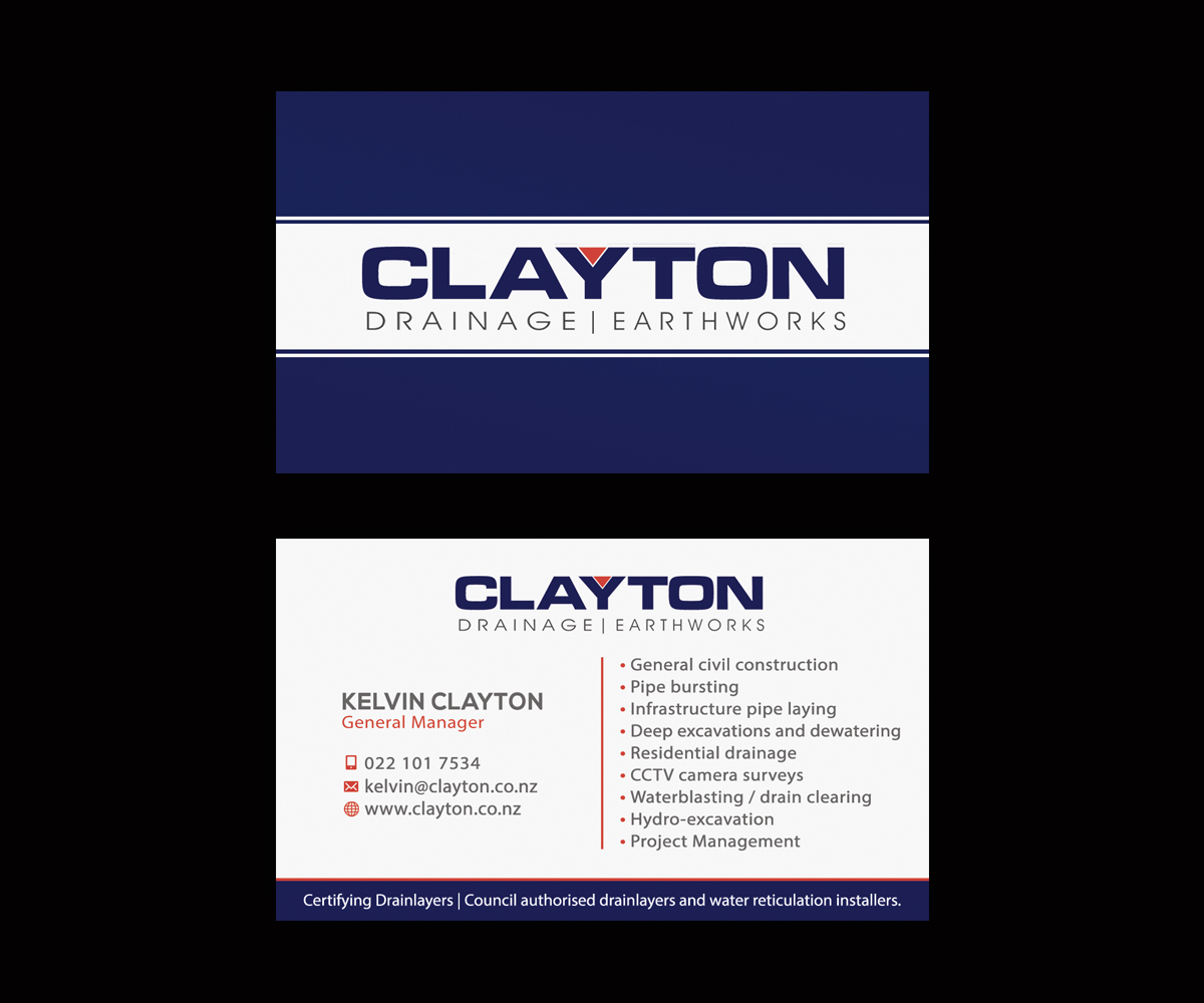 Business Card Design by Ethien for Clayton Drainage Earthworks | Design #9542454
