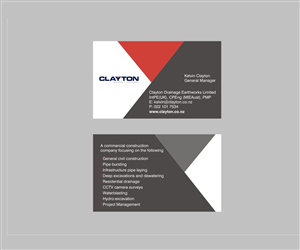 Business Card Design by meenals for Clayton Drainage Earthworks | Design: #5550328