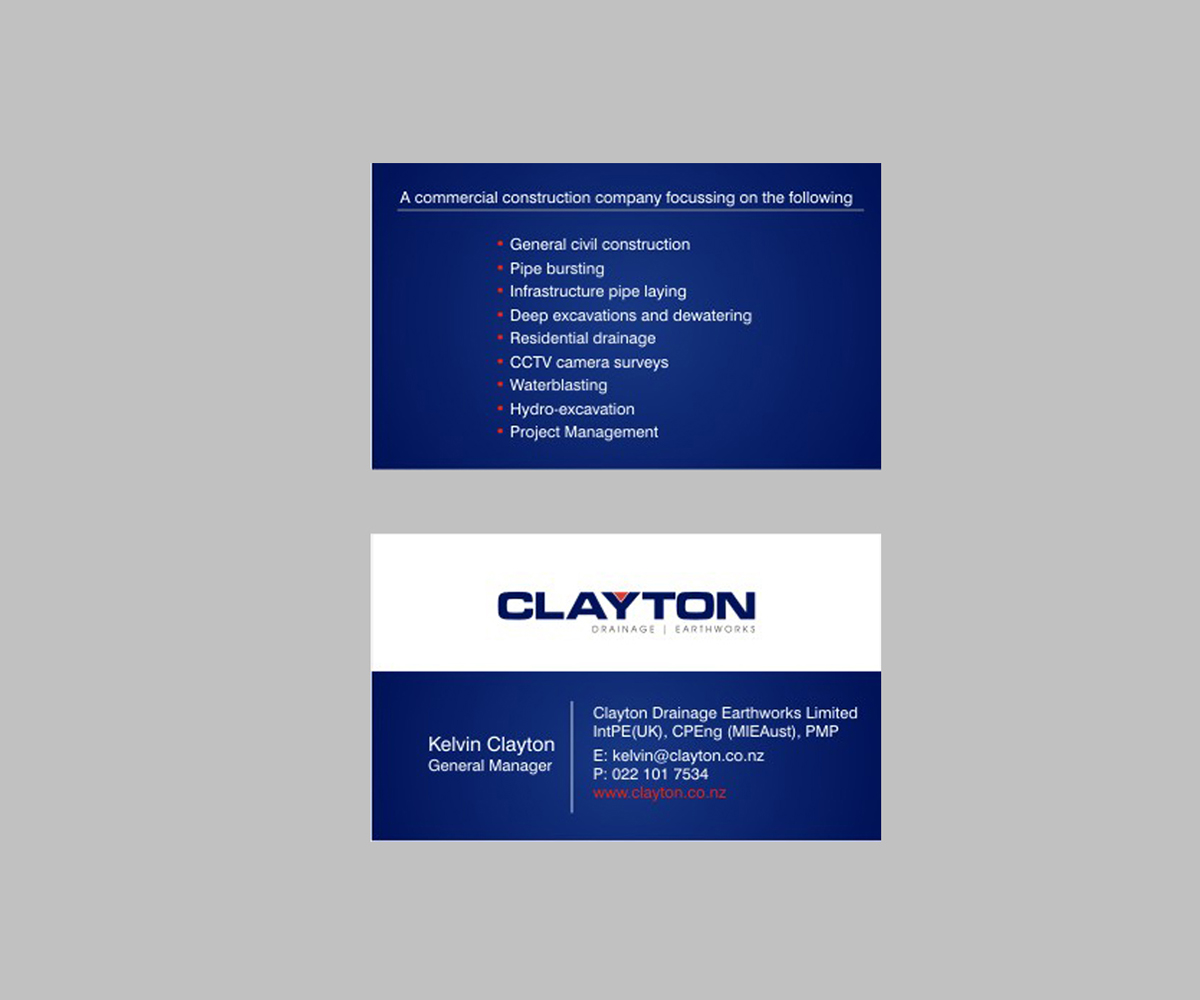 Design de Carte de Visite par meenals pour Clayton Drainage Earthworks | Design #5550362