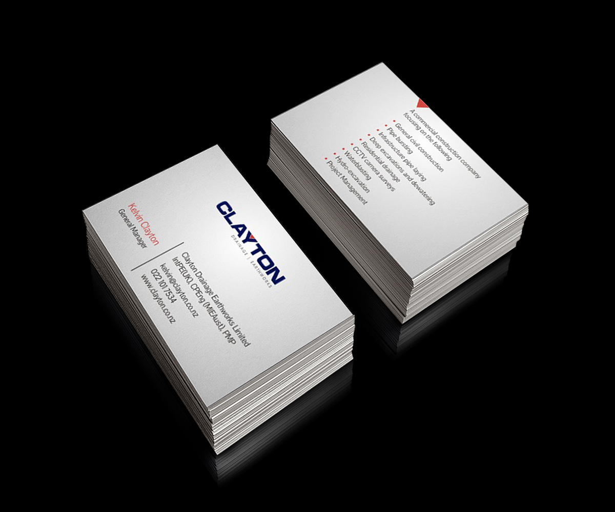 Business Card Design by meenals for Clayton Drainage Earthworks | Design #5550365