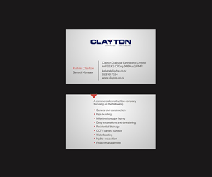 Business Card Design by meenals for Clayton Drainage Earthworks | Design: #5550372