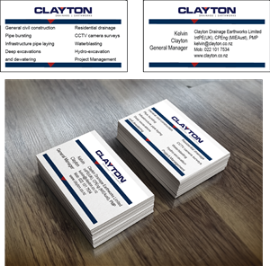 Business Card Design by ralfalopagusstudio for Clayton Drainage Earthworks | Design: #5550152