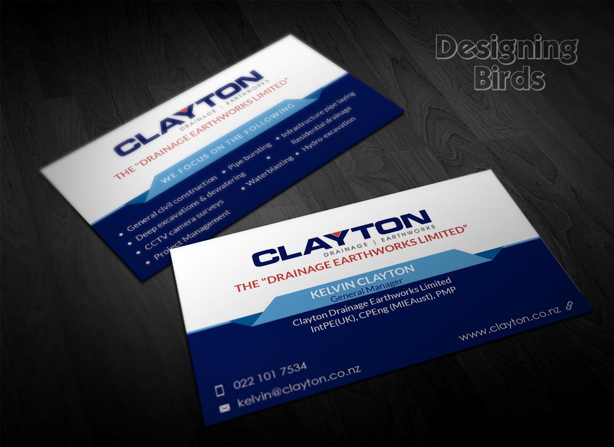 Business Card Design by Designing Birds for Clayton Drainage Earthworks | Design #5545206