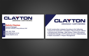 Diseño de Tarjeta de Presentación por AFHUN para Clayton Drainage Earthworks | Diseño: #6919660