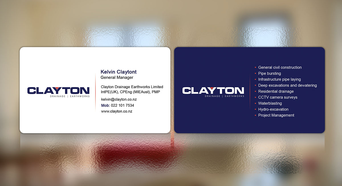 Business Card Design by Sky007 for Clayton Drainage Earthworks | Design #5577755