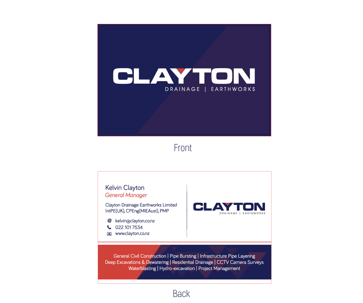 Business Card Design by EddieMarcus for Clayton Drainage Earthworks | Design #5580888