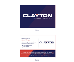 Business Card Design by EddieMarcus for Clayton Drainage Earthworks | Design: #5580888