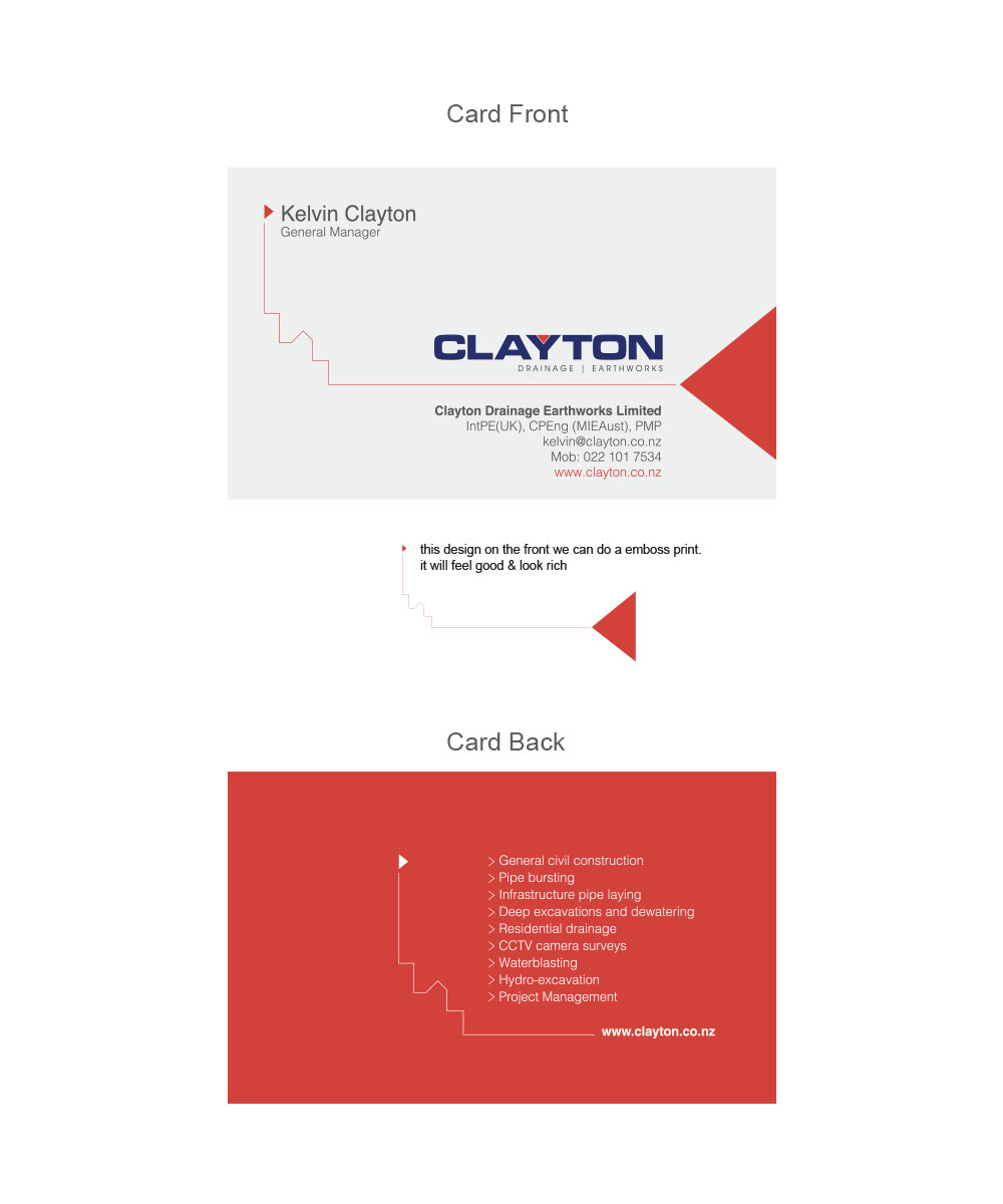 Business Card Design by akmark for Clayton Drainage Earthworks | Design #5557801