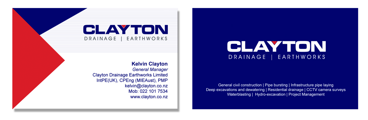 Business Card Design by paigeredmond for Clayton Drainage Earthworks | Design #5567358