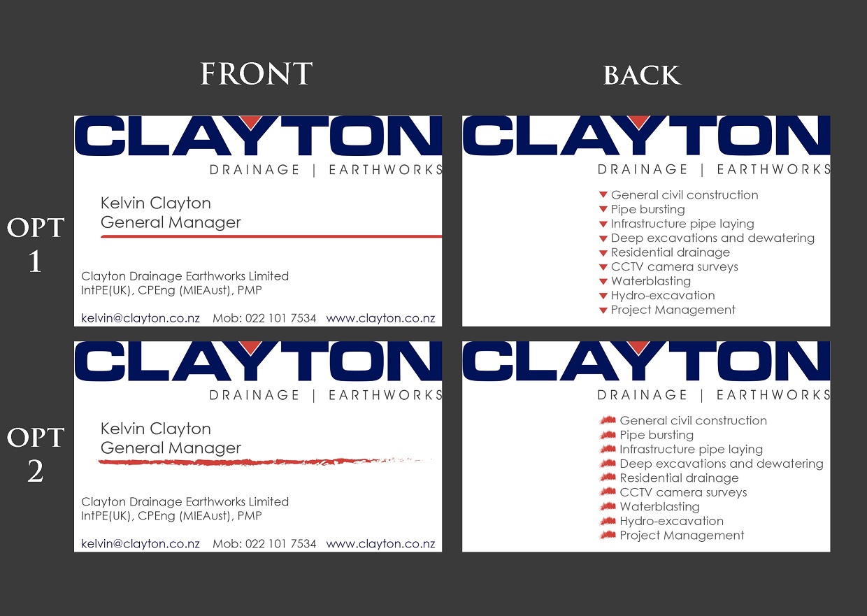 Business Card Design by Besteonder for Clayton Drainage Earthworks | Design #5543607