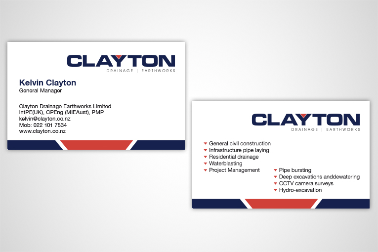 Business Card Design by BobiDesign for Clayton Drainage Earthworks | Design #5551795