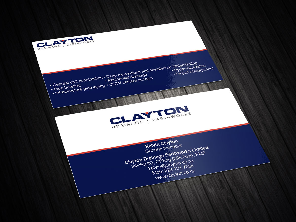 Design de Carte de Visite par Madhusudan pour Clayton Drainage Earthworks | Design #5548626