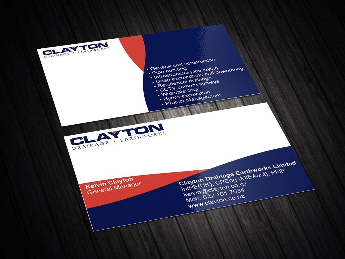 Business Card Design by Madhusudan for Clayton Drainage Earthworks | Design #5548630