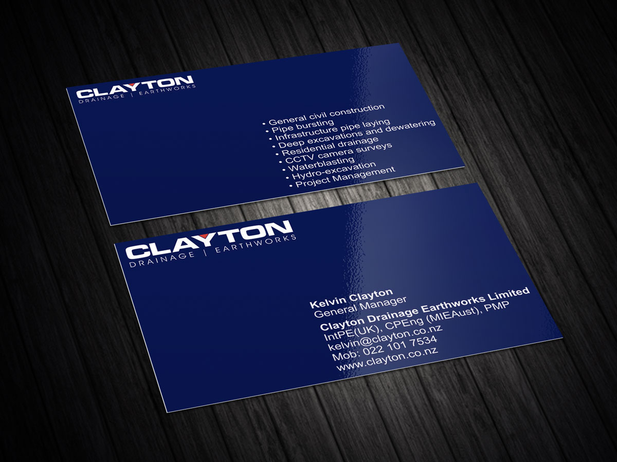 Business Card Design by Madhusudan for Clayton Drainage Earthworks | Design #5548632