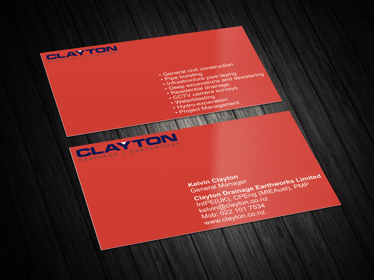Business Card Design by Madhusudan for Clayton Drainage Earthworks | Design #5548645