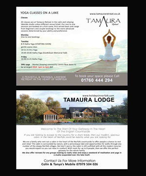 one side yoga classes, other side rental log cabin | Flyer-Design von NatPearlDesigns