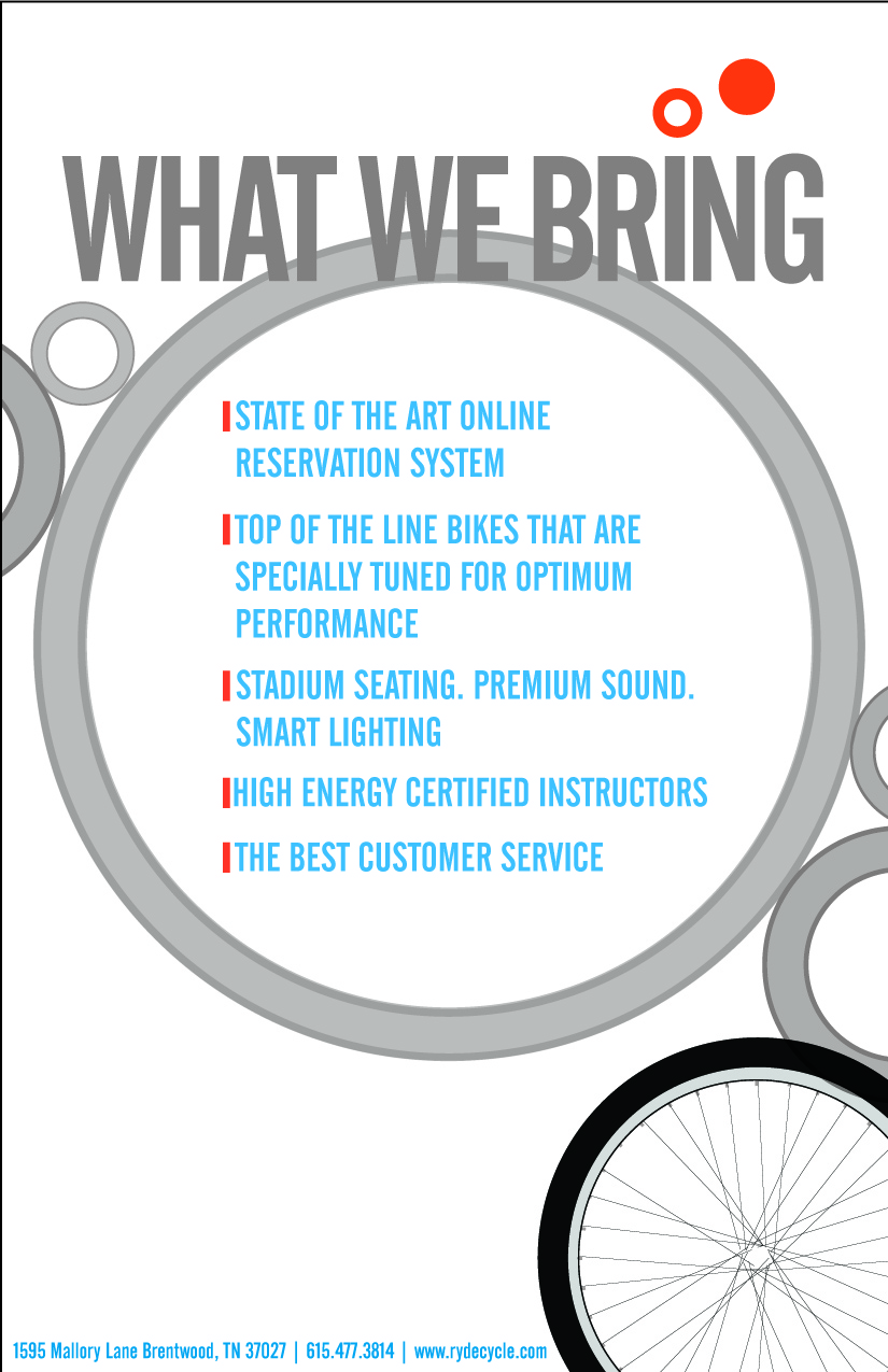 Brochure Design by OTC for Ryde Indoor Cycling Studio | Design #1552902
