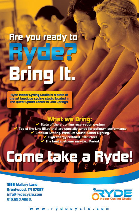 Brochure Design by katrina for Ryde Indoor Cycling Studio | Design: #1571926