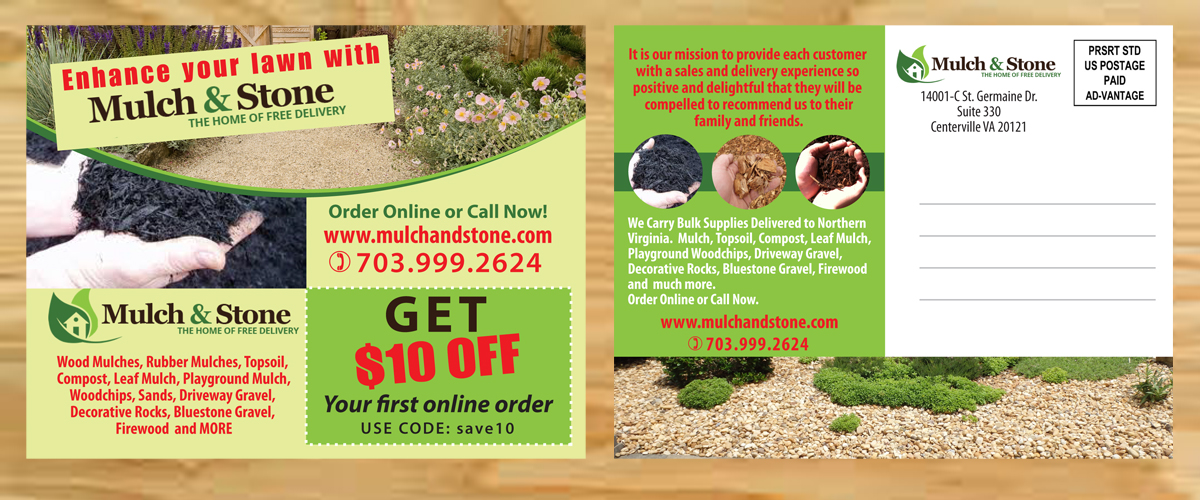 Design de Carte Postale par Venus L. Penaflor pour The Rubber Mulch Pro | Design #5569497