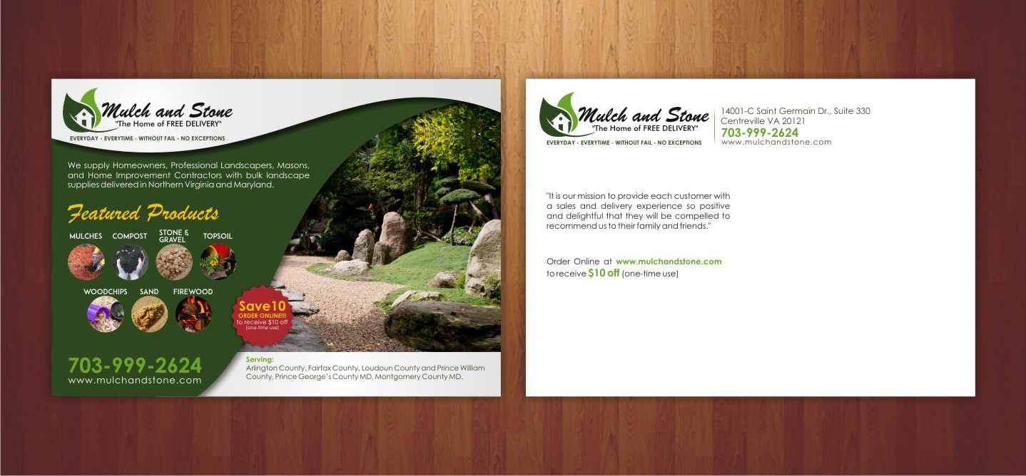 Postcard Design by foxwolf for The Rubber Mulch Pro | Design #5570994